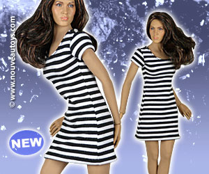 Nouveau Toys 1/6 Scale Female Black & White Stripes Mini Dress Banner