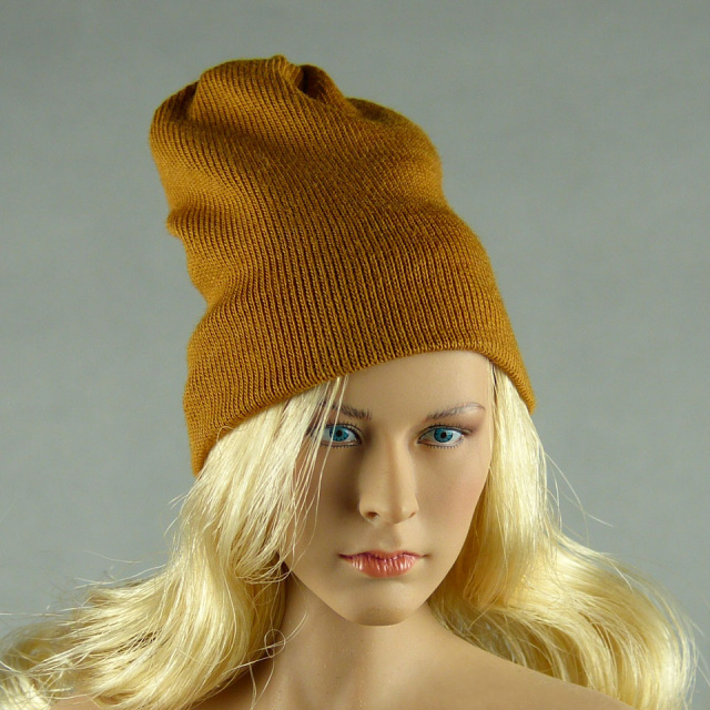 Vogue 1/6 Scale Female Fashion Light Brown Knit Beanie Hat Image 1