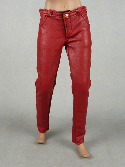 Vogue 1/6 Scale Female Burgundy Red Slim-Fit Leather Pants