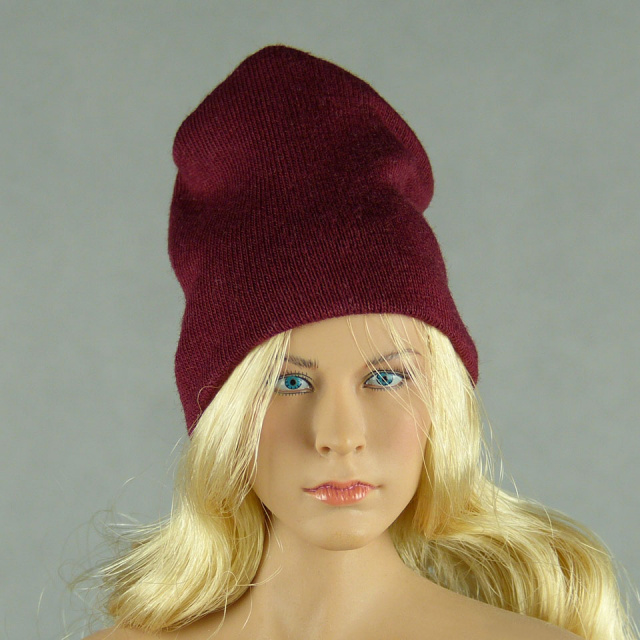 Vogue 1/6 Scale Female Fashion Burgundy Red Knit Beanie Hat Image 1