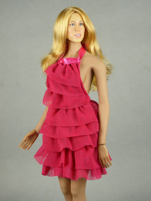 Vogue 1/6 Scale Female Fashion Pink Layered Lace Party Dress 2