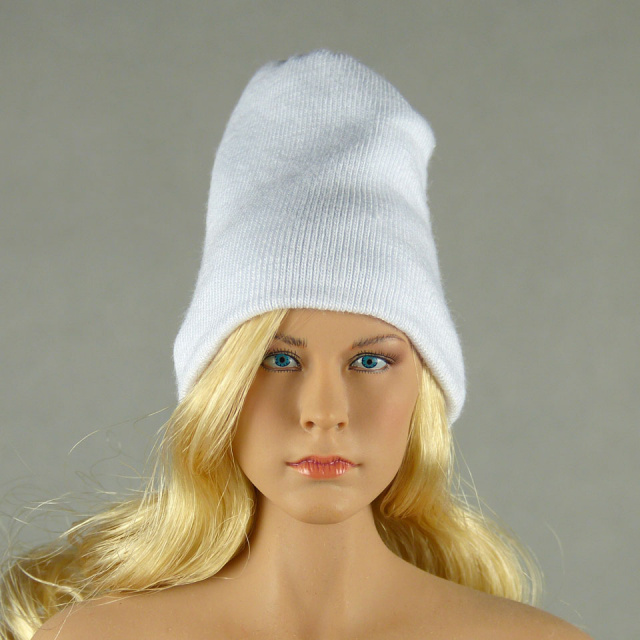 Vogue 1/6 Scale Female Fashion White Knit Beanie Hat Image 1
