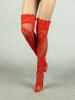 Vogue 1/6 Scale Female Red Lace Pattern Fashion Stocking
