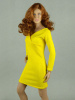 Vogue 1/6 Scale Female Yellow V-Neck Fashion Dress